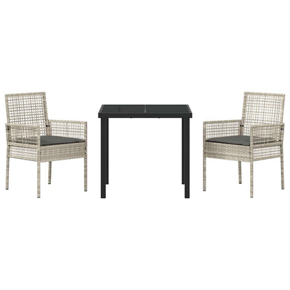 Set da Pranzo per Giardino 3 pcs Grigio chiaro Poly Rattan - homemem39