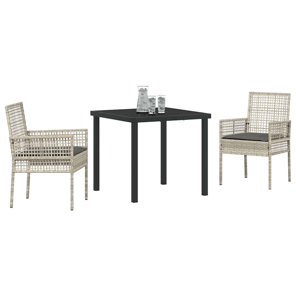 Set da Pranzo per Giardino 3 pcs Grigio chiaro Poly Rattan - homemem39