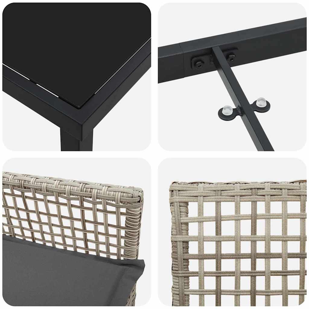 Set da Pranzo per Giardino 5 pcs Grigio chiaro Poly Rattan - homemem39