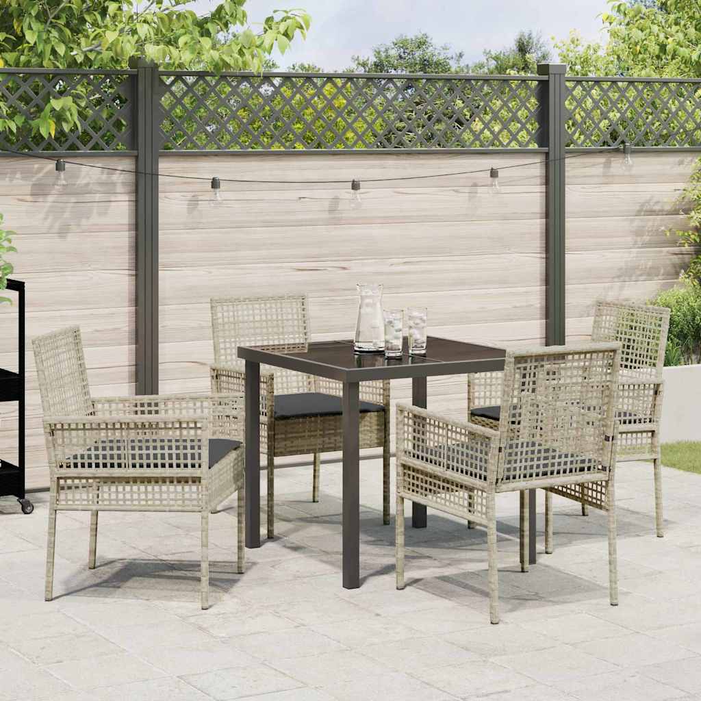 Set da Pranzo per Giardino 5 pcs Grigio chiaro Poly Rattan - homemem39