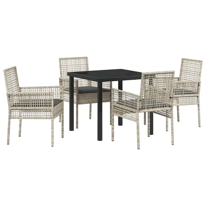 Set da Pranzo per Giardino 5 pcs Grigio chiaro Poly Rattan - homemem39