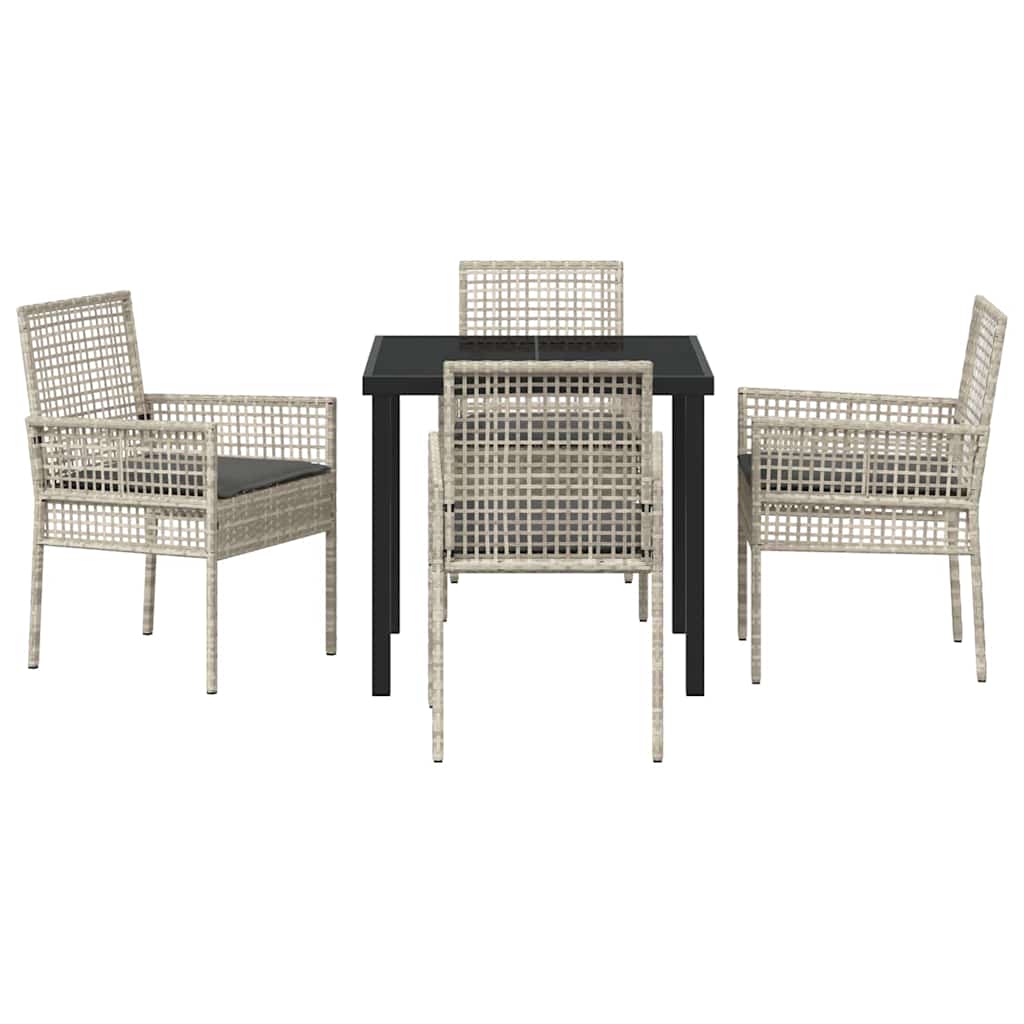 Set da Pranzo per Giardino 5 pcs Grigio chiaro Poly Rattan - homemem39