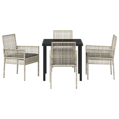Set da Pranzo per Giardino 5 pcs Grigio chiaro Poly Rattan - homemem39