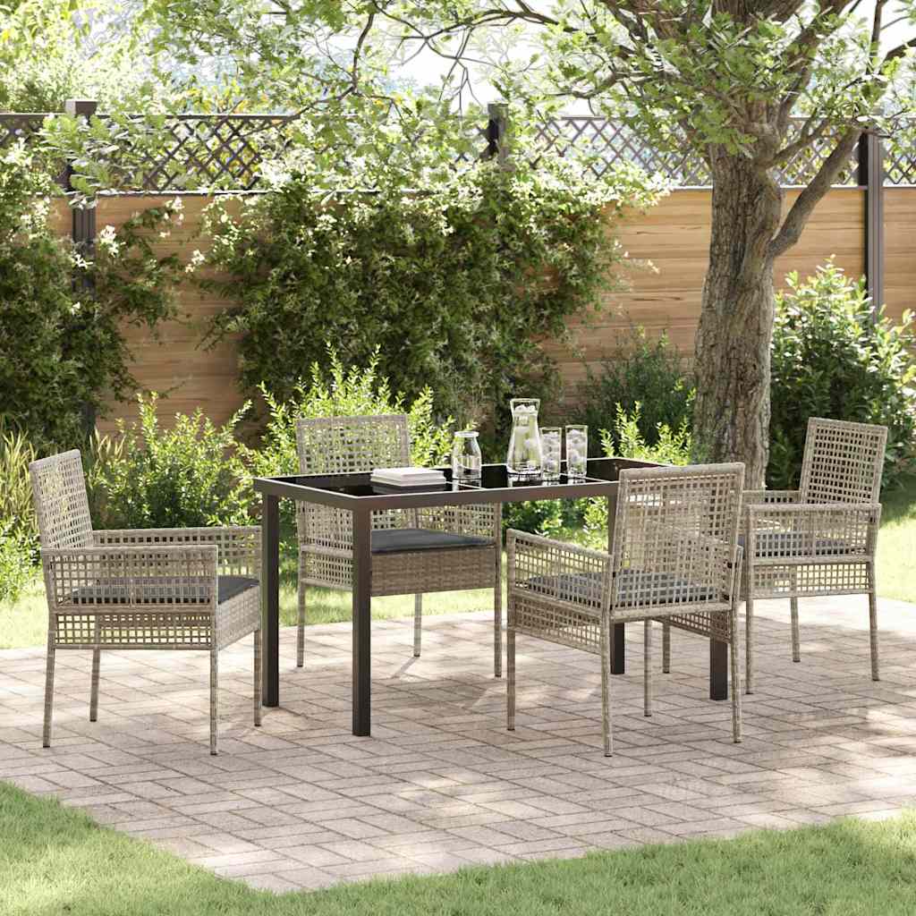 Set da Pranzo per Giardino 5 pcs Grigio chiaro Poly Rattan - homemem39