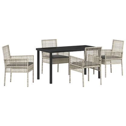Set da Pranzo per Giardino 5 pcs Grigio chiaro Poly Rattan - homemem39