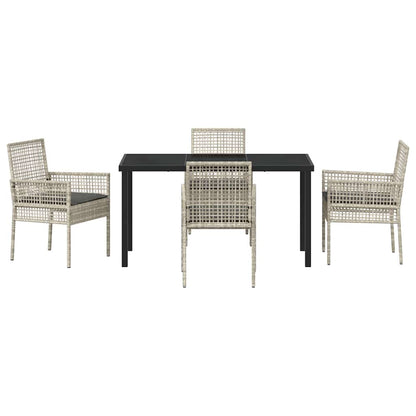 Set da Pranzo per Giardino 5 pcs Grigio chiaro Poly Rattan - homemem39