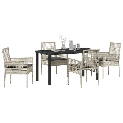 Set da Pranzo per Giardino 5 pcs Grigio chiaro Poly Rattan - homemem39