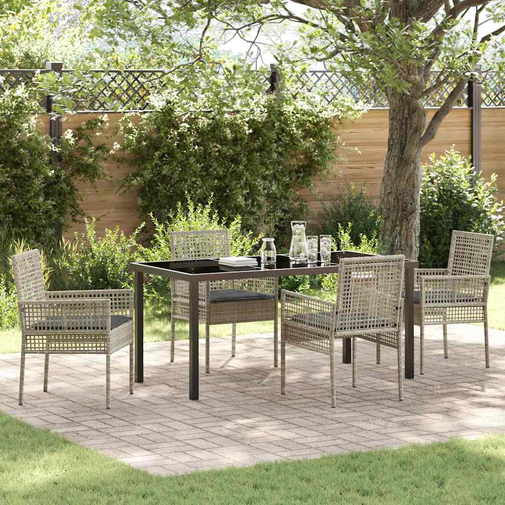Set da Pranzo per Giardino 5 pcs Grigio chiaro Poly Rattan - homemem39