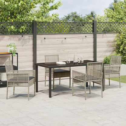 Set da Pranzo per Giardino 5 pcs Grigio chiaro Poly Rattan - homemem39