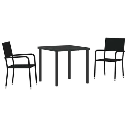 Set da Pranzo per Giardino 3 pcs Nero Poly Rattan - homemem39