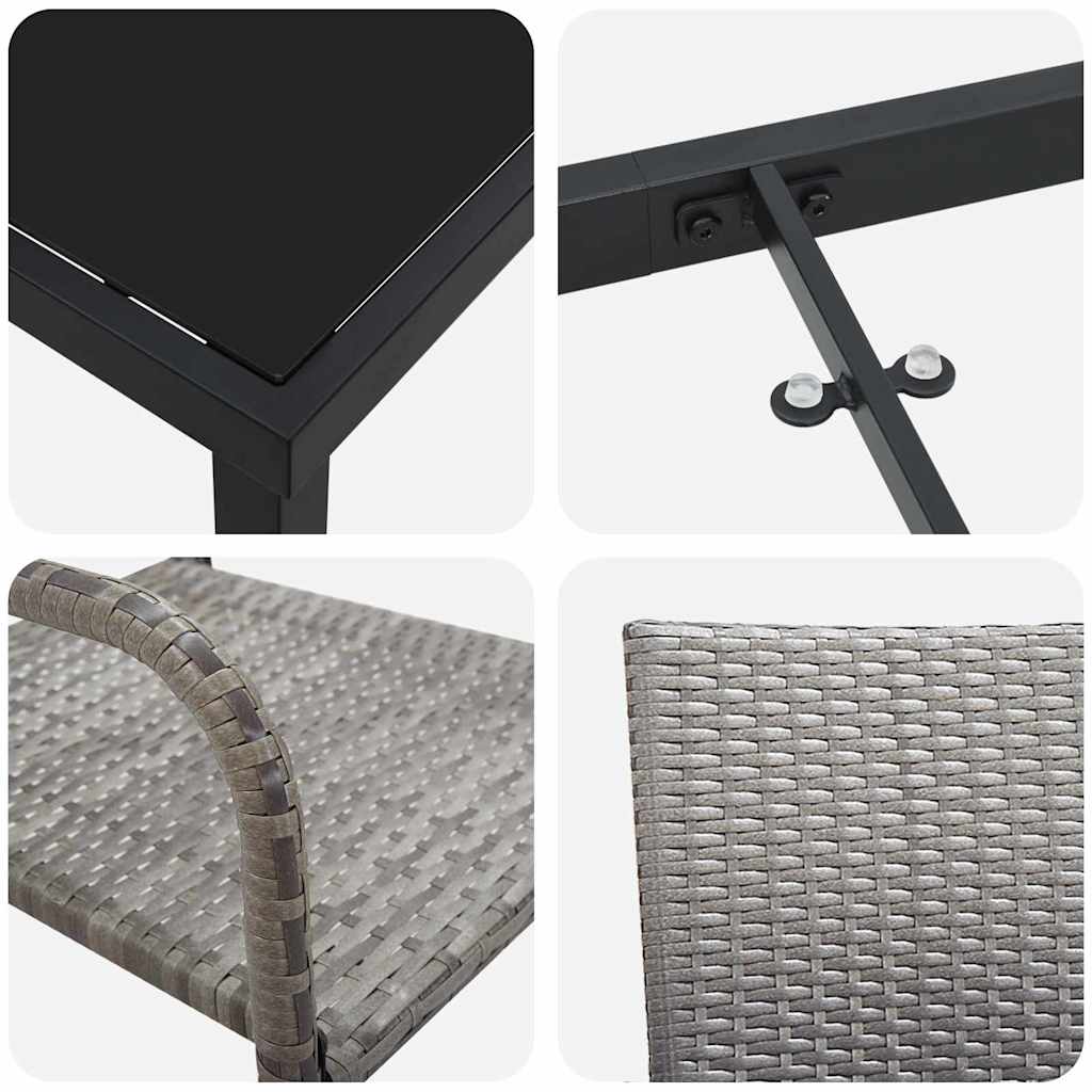 Set da Pranzo per Giardino 3 pcs Grigio Poly Rattan - homemem39