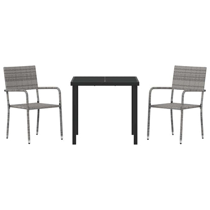 Set da Pranzo per Giardino 3 pcs Grigio Poly Rattan - homemem39