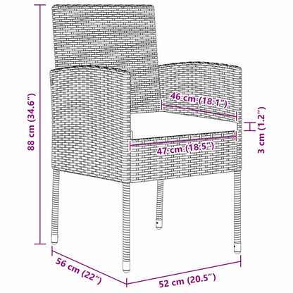 Set da Pranzo per Giardino con cuscino 5 pcs Nero Poly Rattan - homemem39