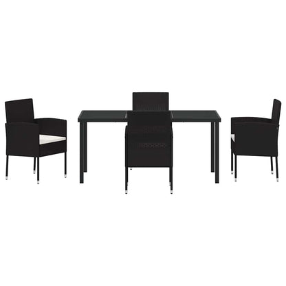 Set da Pranzo per Giardino con cuscino 5 pcs Nero Poly Rattan - homemem39