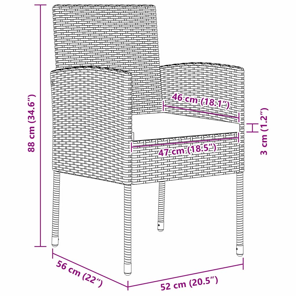 Set da Pranzo per Giardino con cuscino 5 pcs Nero Poly Rattan - homemem39