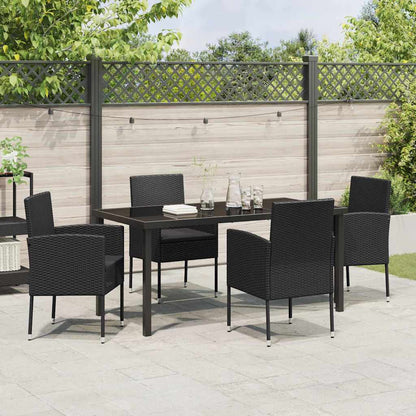 Set da Pranzo per Giardino con cuscino 5 pcs Nero Poly Rattan - homemem39