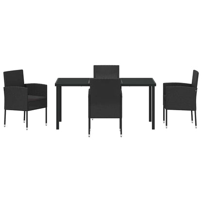 Set da Pranzo per Giardino con cuscino 5 pcs Nero Poly Rattan - homemem39