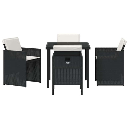 Set da Pranzo per Giardino con cuscino 5 pcs Nero Poly Rattan - homemem39