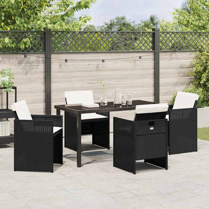 Set da Pranzo per Giardino con cuscino 5 pcs Nero Poly Rattan - homemem39