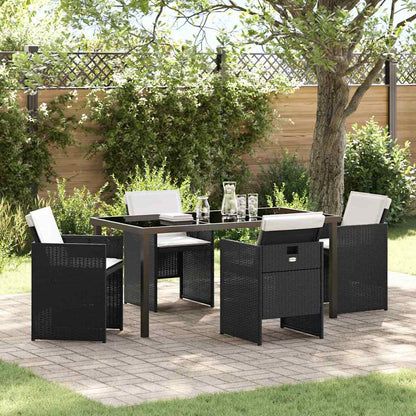 Set da Pranzo per Giardino con cuscino 5 pcs Nero Poly Rattan - homemem39