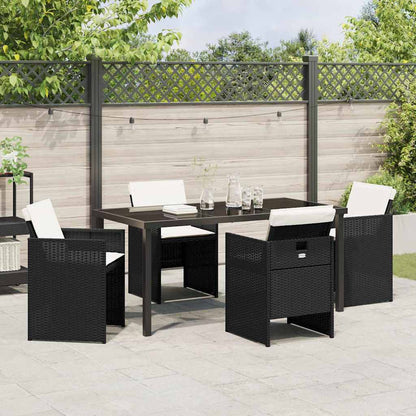 Set da Pranzo per Giardino con cuscino 5 pcs Nero Poly Rattan - homemem39