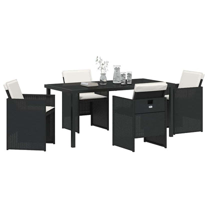 Set da Pranzo per Giardino con cuscino 5 pcs Nero Poly Rattan - homemem39