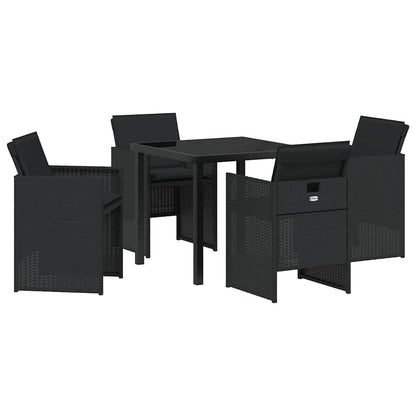Set da Pranzo per Giardino con cuscino 5 pcs Nero Poly Rattan - homemem39