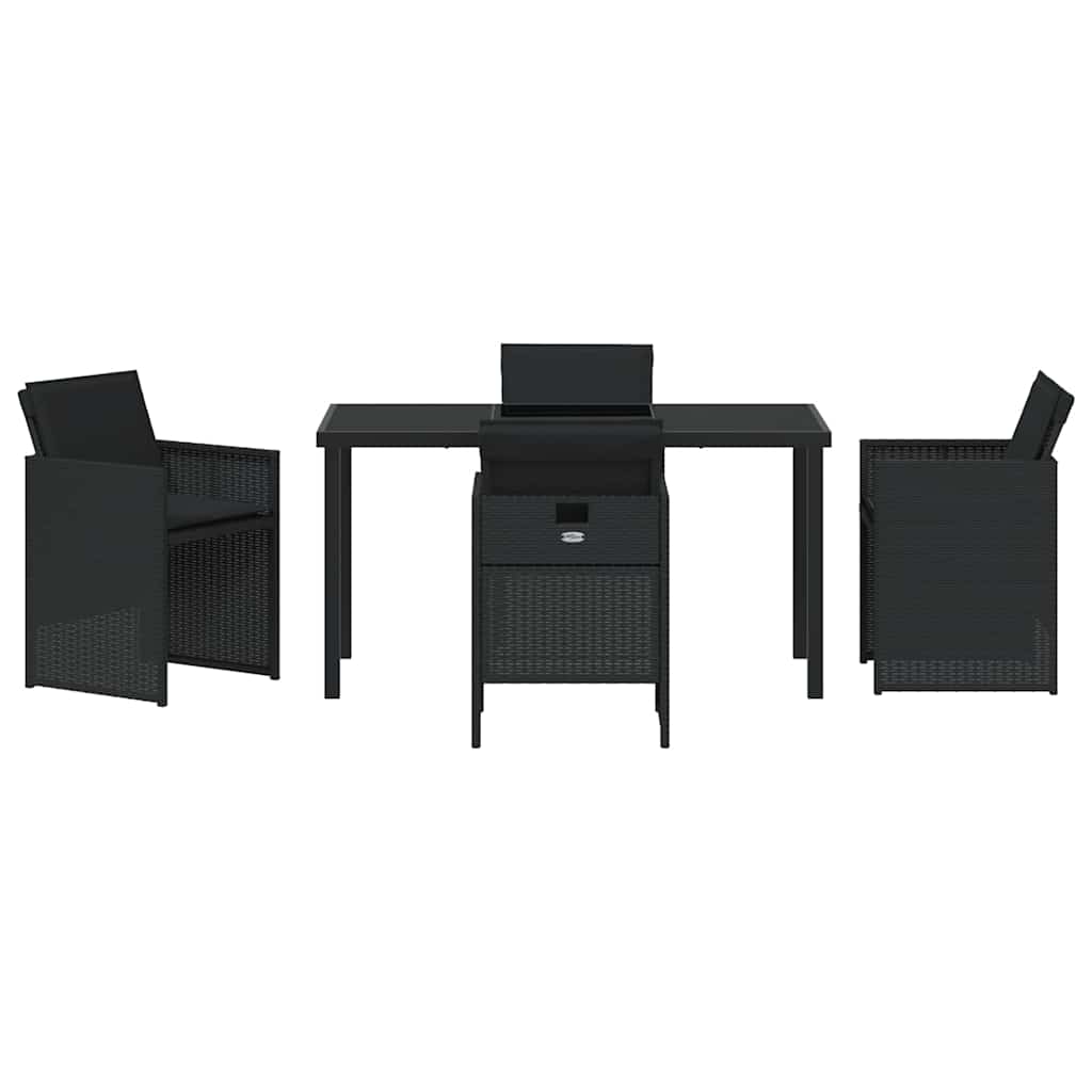 Set da Pranzo per Giardino con cuscino 5 pcs Nero Poly Rattan - homemem39