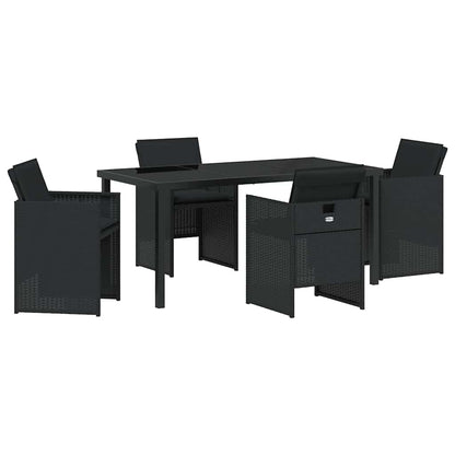 Set da Pranzo per Giardino con cuscino 5 pcs Nero Poly Rattan - homemem39