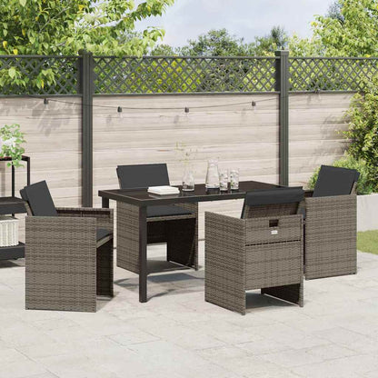 Set da Pranzo per Giardino con cuscino 5 pcs Grigio Poly Rattan - homemem39