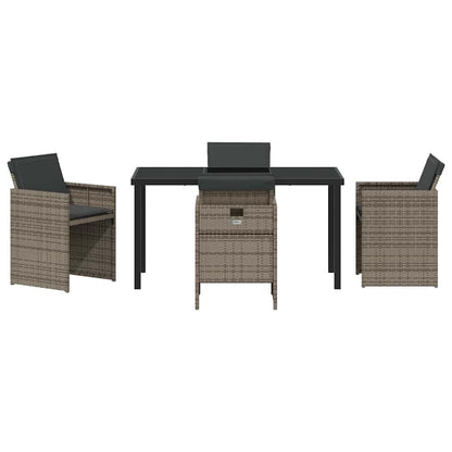 Set da Pranzo per Giardino con cuscino 5 pcs Grigio Poly Rattan - homemem39
