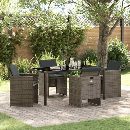 Set da Pranzo per Giardino con cuscino 5 pcs Grigio Poly Rattan - homemem39