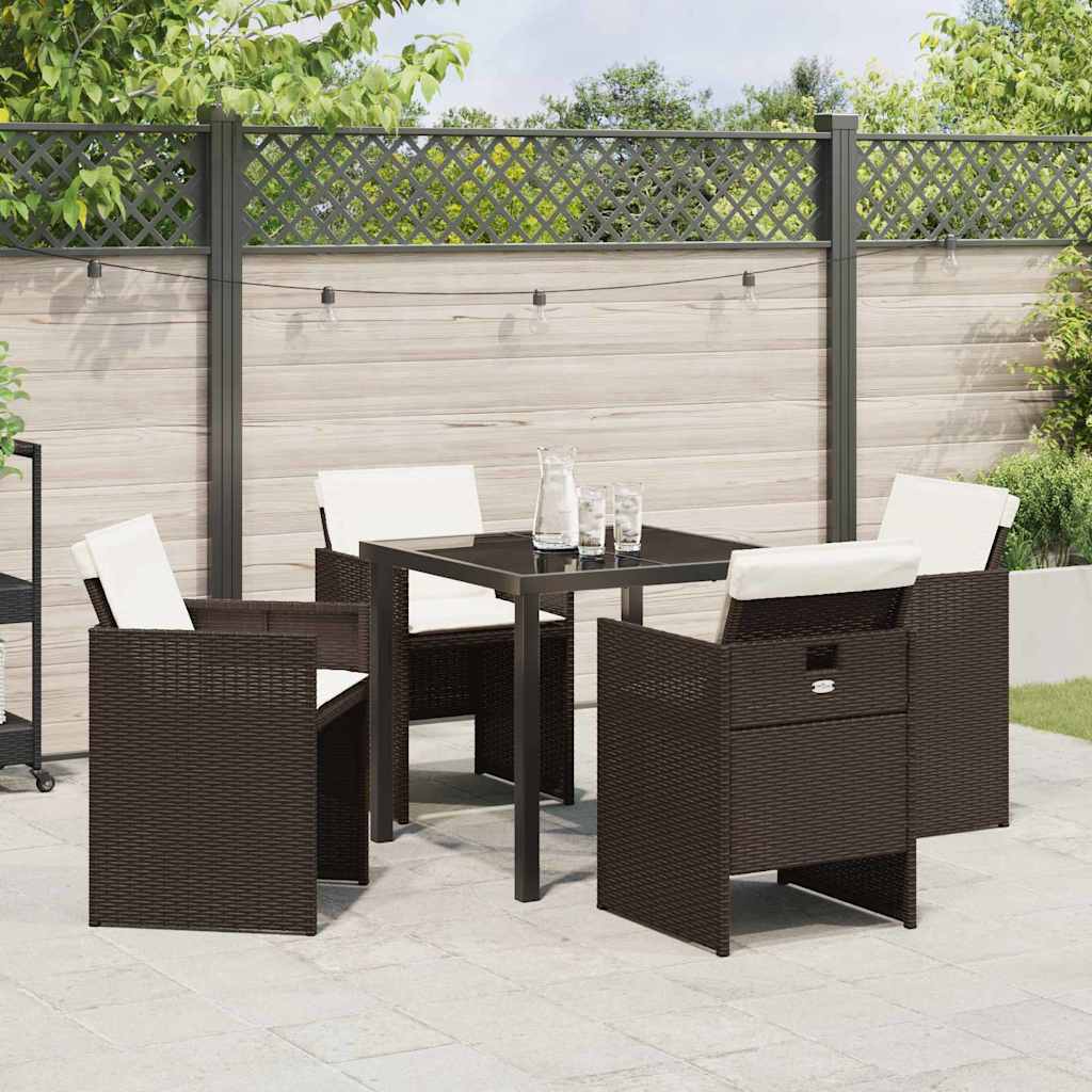 Set da Pranzo per Giardino 5 pcs Marrone Poly Rattan - homemem39