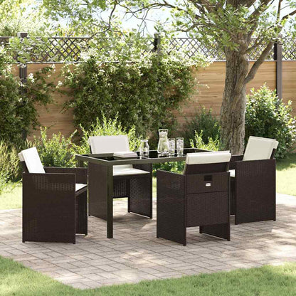 Set da Pranzo per Giardino 5 pcs Marrone Poly Rattan - homemem39