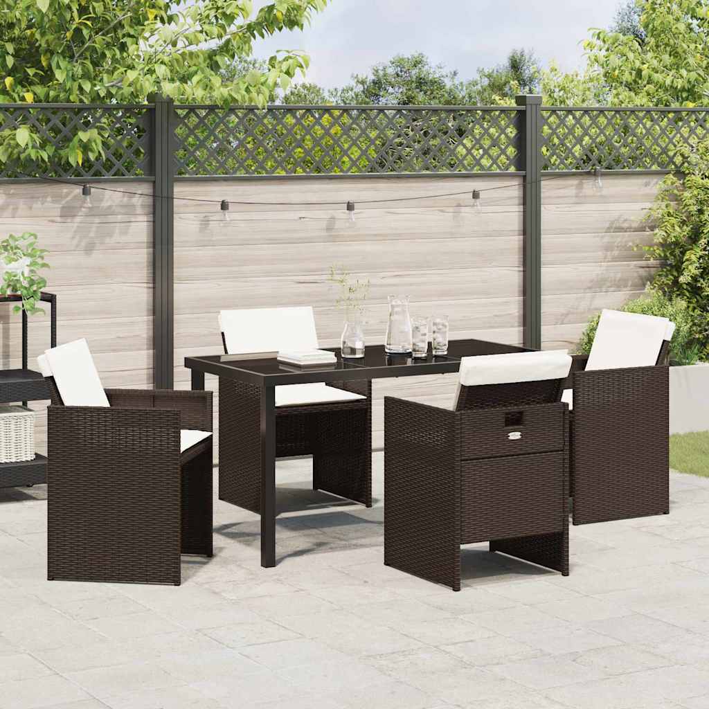 Set da Pranzo per Giardino 5 pcs Marrone Poly Rattan - homemem39