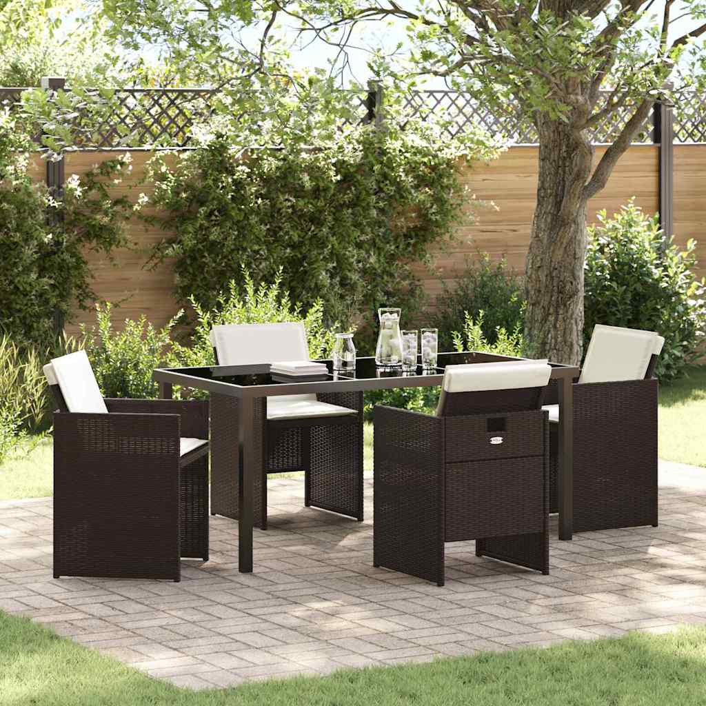 Set da Pranzo per Giardino 5 pcs Marrone Poly Rattan - homemem39