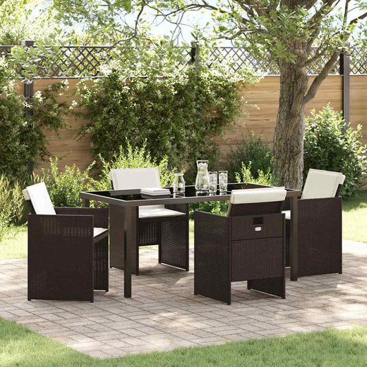 Set da Pranzo per Giardino 5 pcs Marrone Poly Rattan - homemem39