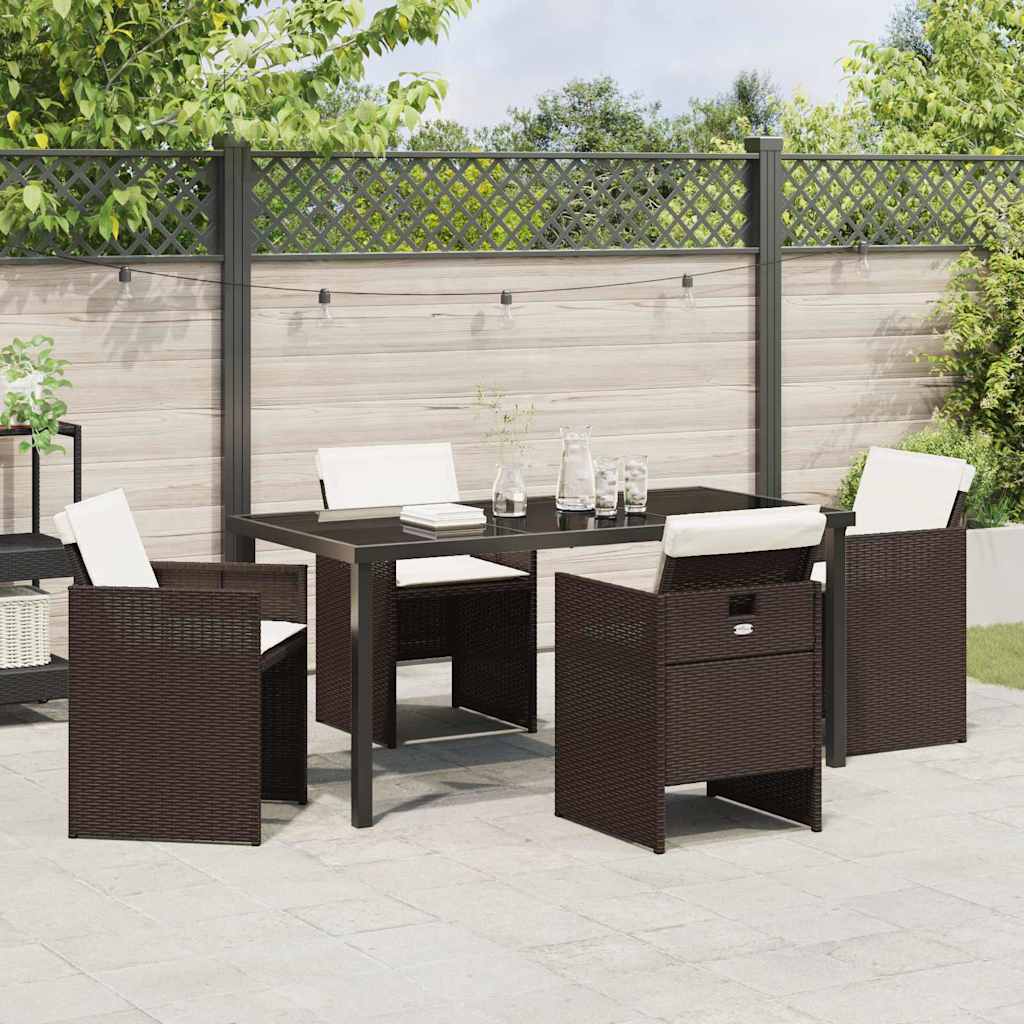 Set da Pranzo per Giardino 5 pcs Marrone Poly Rattan - homemem39