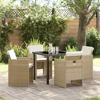 Set da Pranzo per Giardino con cuscino 5 pcs Beige Poly Rattan - homemem39