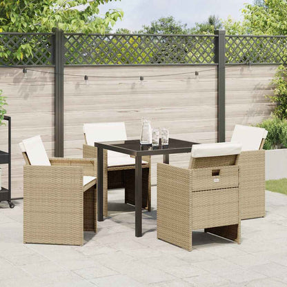 Set da Pranzo per Giardino con cuscino 5 pcs Beige Poly Rattan - homemem39