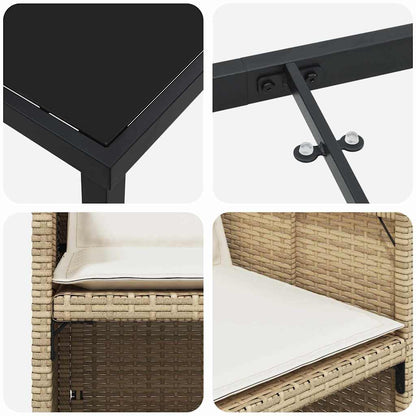 Set da Pranzo per Giardino con cuscino 5 pcs Beige Poly Rattan - homemem39