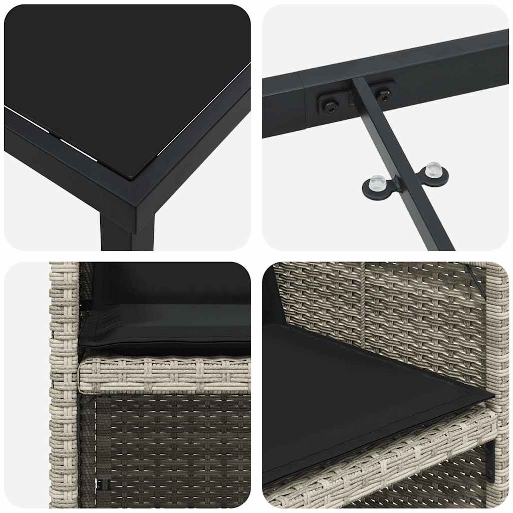 Set da Pranzo per Giardino 5 pcs Grigio chiaro Poly Rattan - homemem39