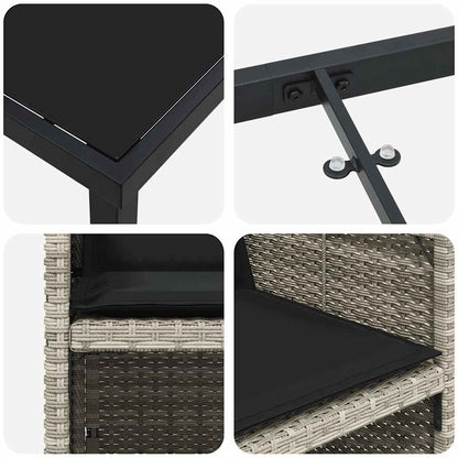 Set da Pranzo per Giardino 5 pcs Grigio chiaro Poly Rattan - homemem39