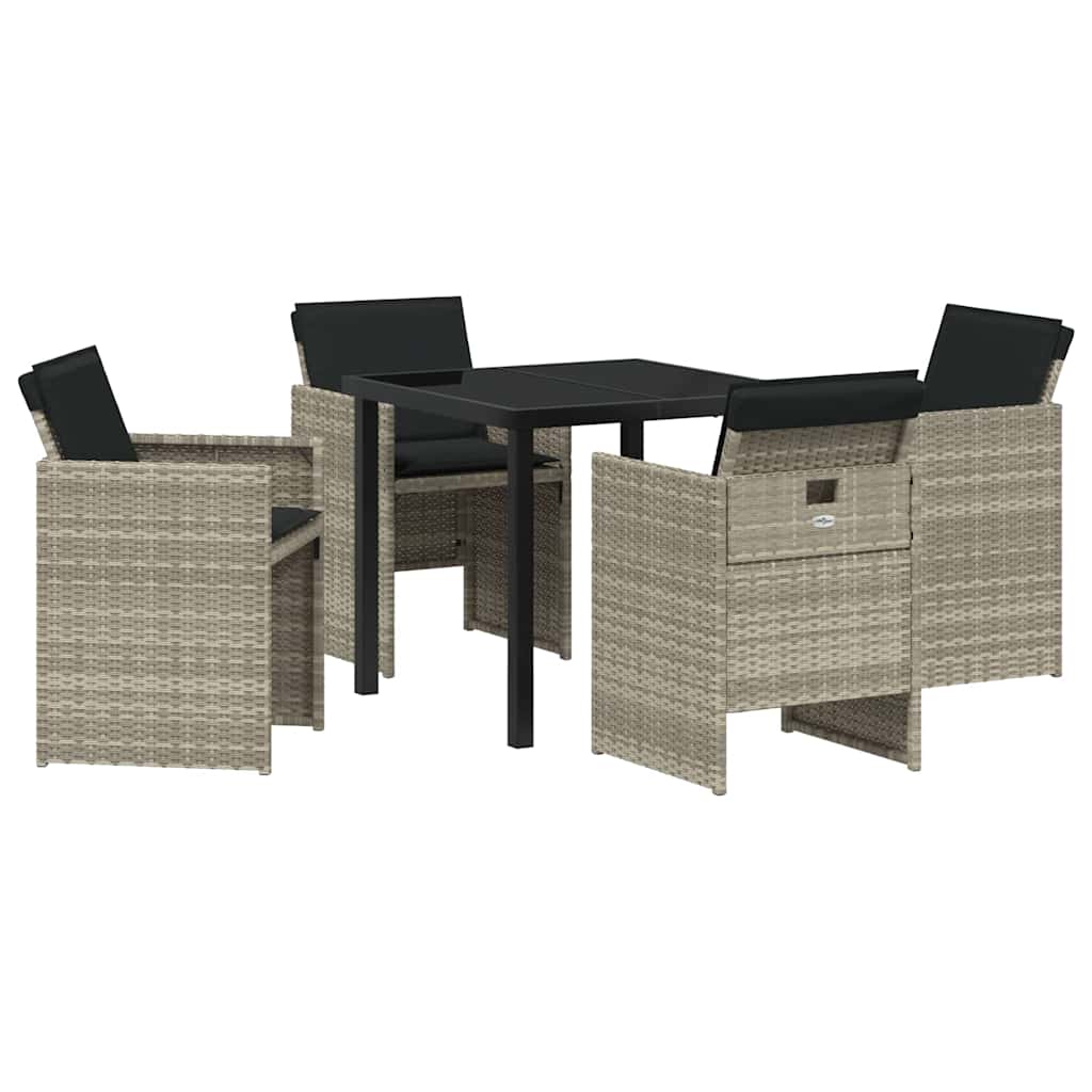 Set da Pranzo per Giardino 5 pcs Grigio chiaro Poly Rattan - homemem39