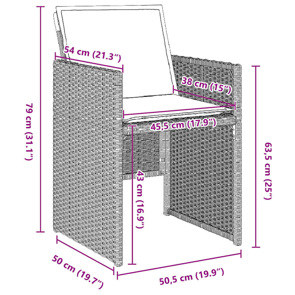 Set da Pranzo per Giardino 5 pcs Grigio chiaro Poly Rattan - homemem39
