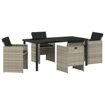 Set da Pranzo per Giardino 5 pcs Grigio chiaro Poly Rattan - homemem39