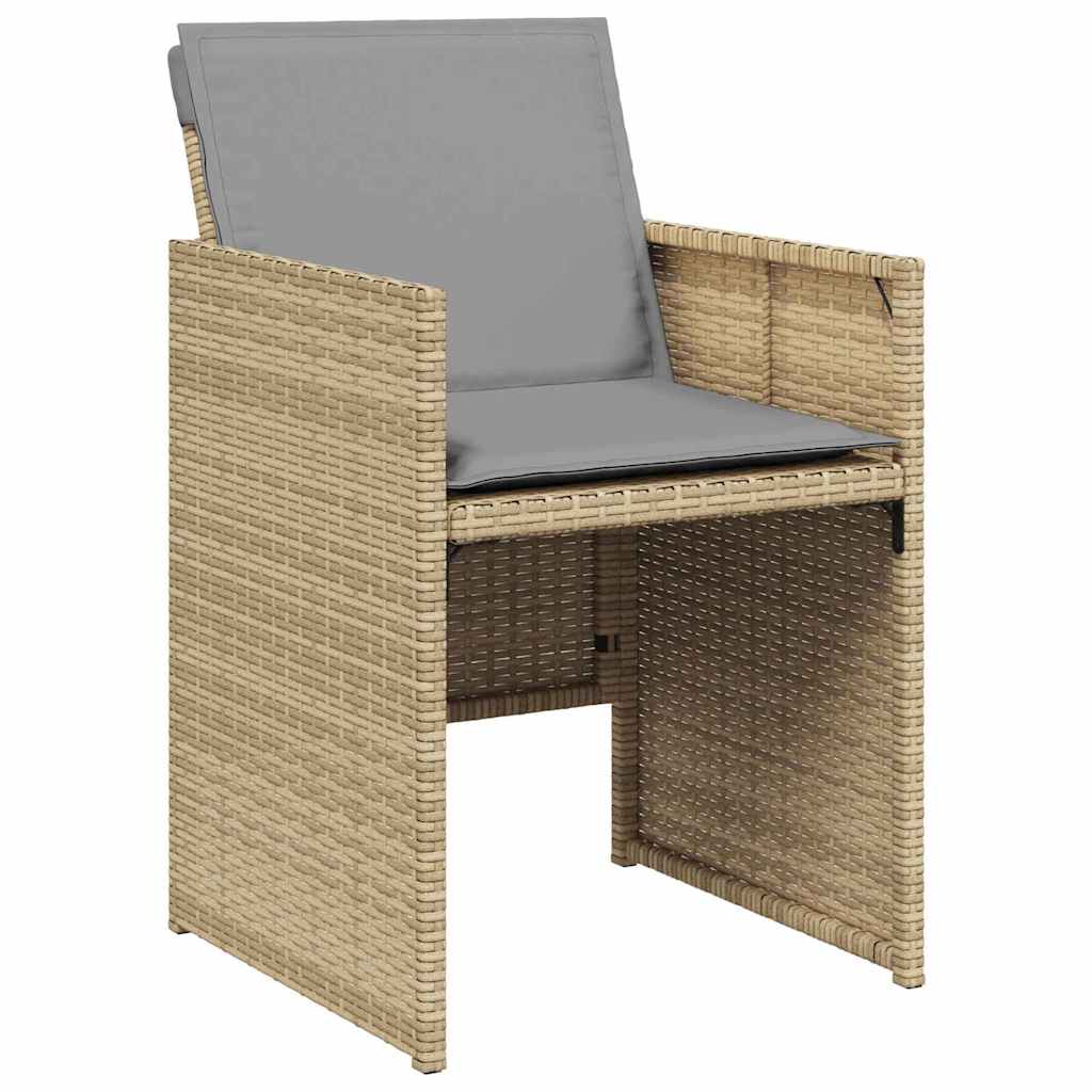 Set da Pranzo per Giardino con cuscino 5 pcs Beige Poly Rattan - homemem39