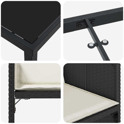 Set da Pranzo per Giardino con cuscino 5 pcs Nero Poly Rattan - homemem39