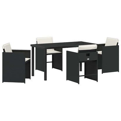 Set da Pranzo per Giardino con cuscino 5 pcs Nero Poly Rattan - homemem39
