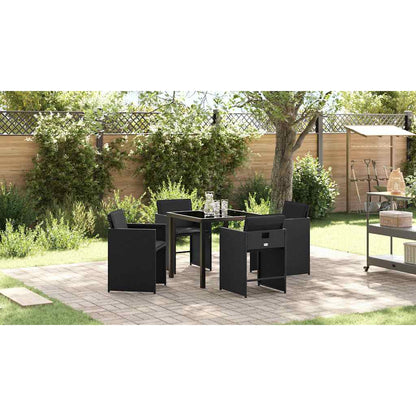 Set da Pranzo per Giardino con cuscino 5 pcs Nero Poly Rattan - homemem39